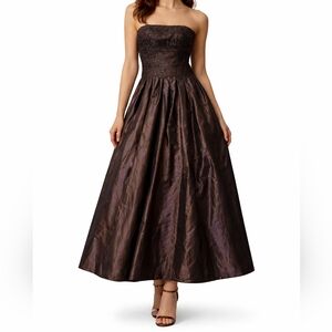 Vintage Liancarlo Couture For Neiman Marcus Brown Strapless Beaded Gown 8